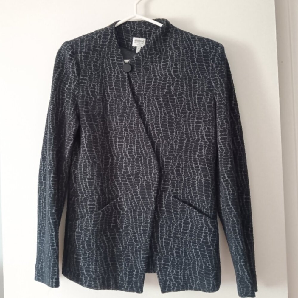 GIORGIO ARMANI COLLEZIONI Blue Textured Asymmetric Blazer